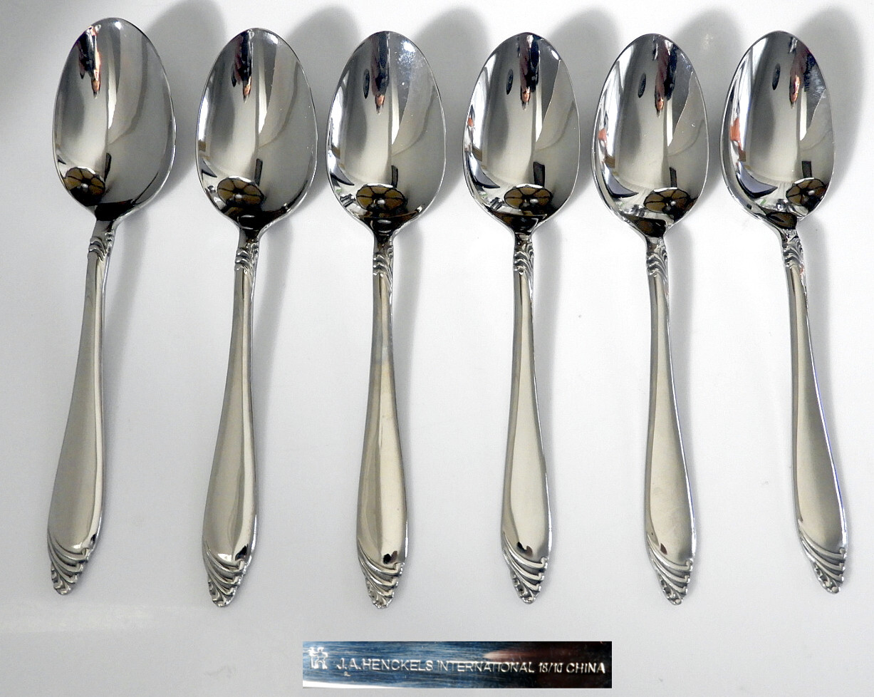 J.A. Henckels PASSIONE Oval Soup/Place Spoons, Set of 6, MINT/Unused