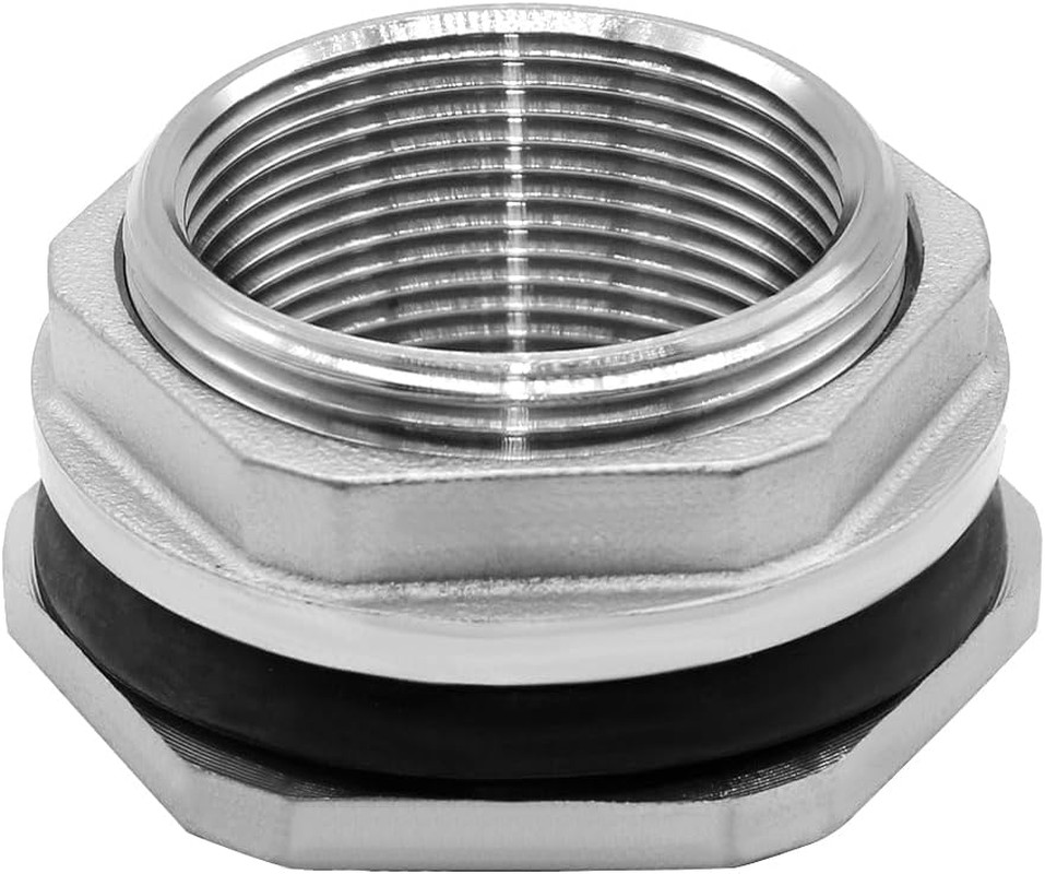 Beduan 2" Female Bulkhead Water Tank Connector Stainless Steel Thru-Bulk Fitting
