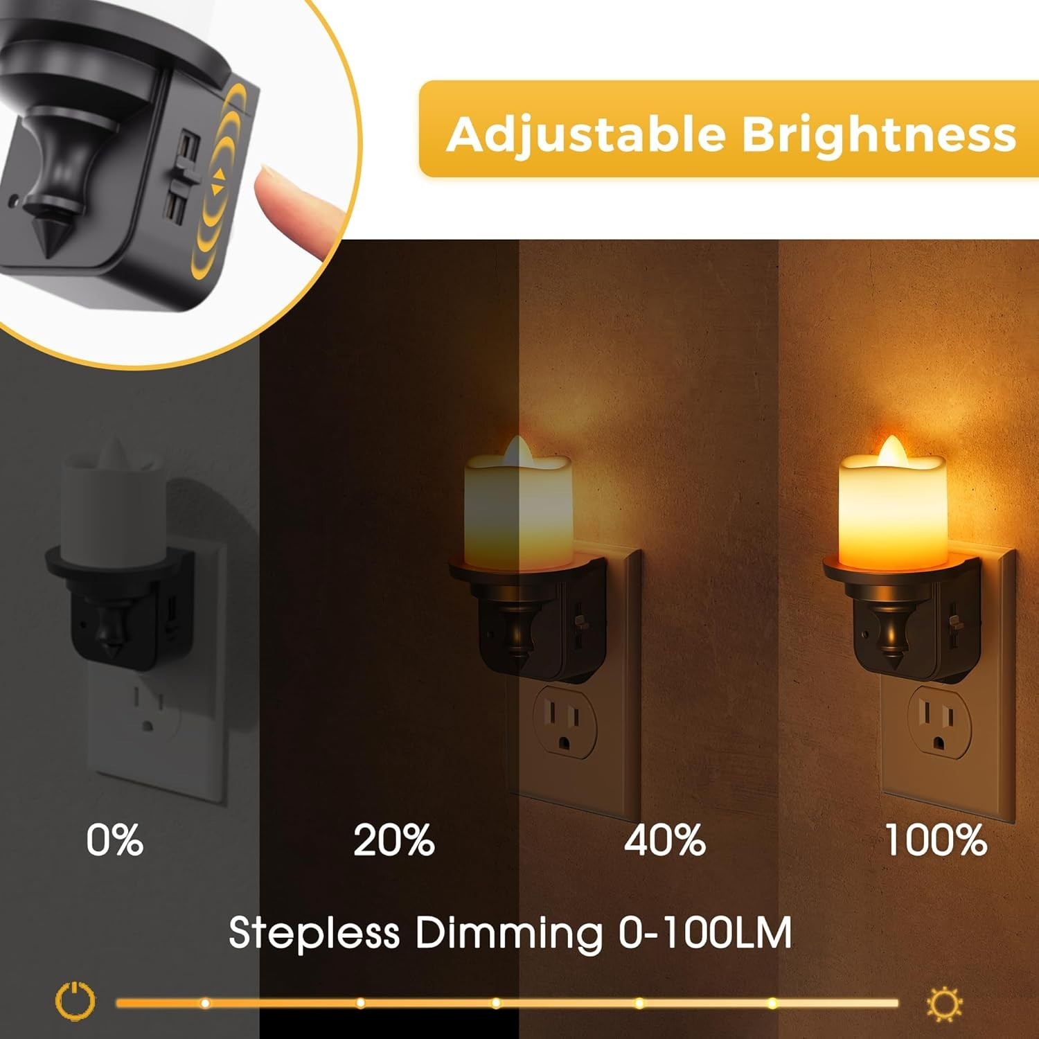 Candle Night Light Amber Night Lights Plug Into Wall Flameless Candle LED