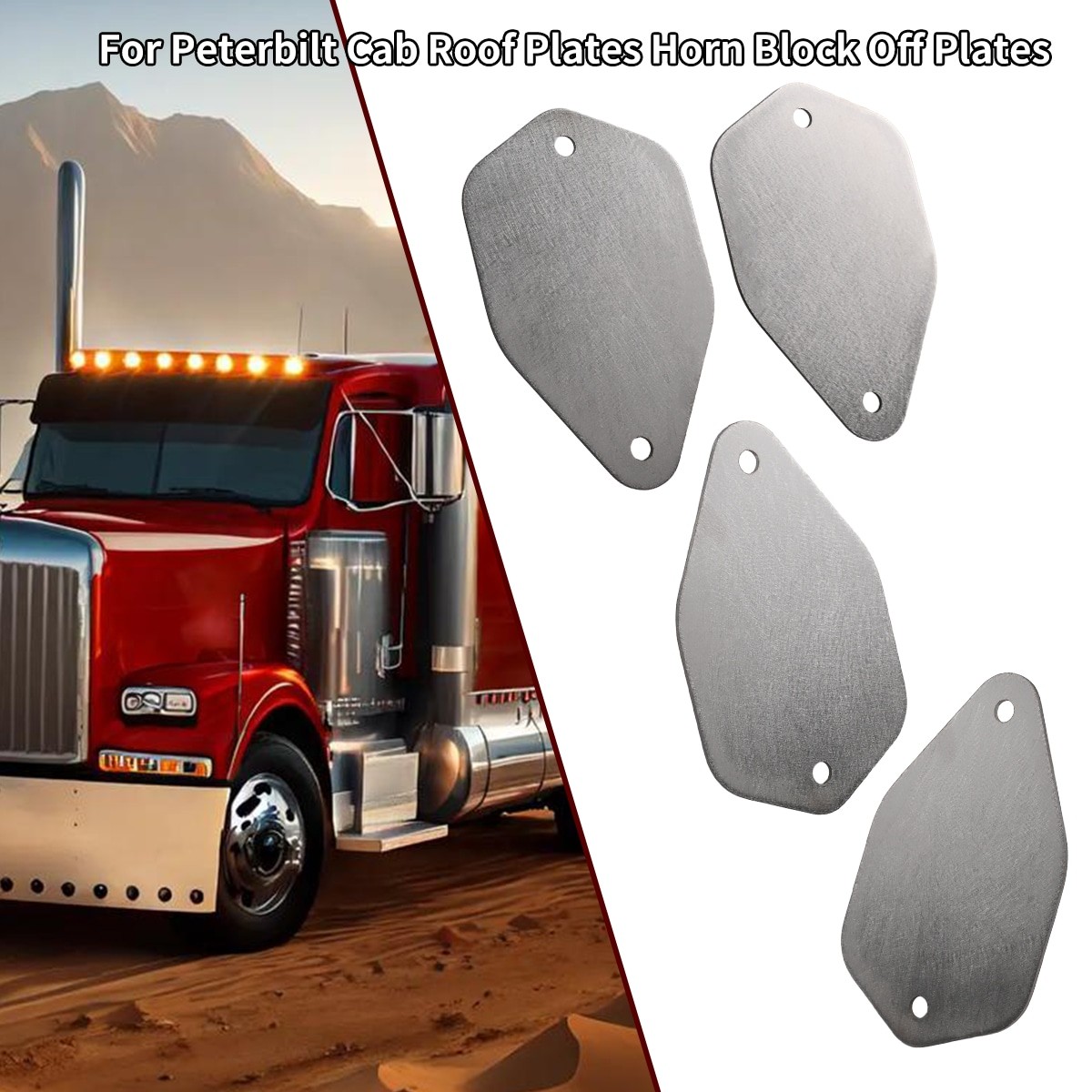 4PCS CNC Stainless Steel Roof Horn Block Off Plates Replacement For Peterbilt