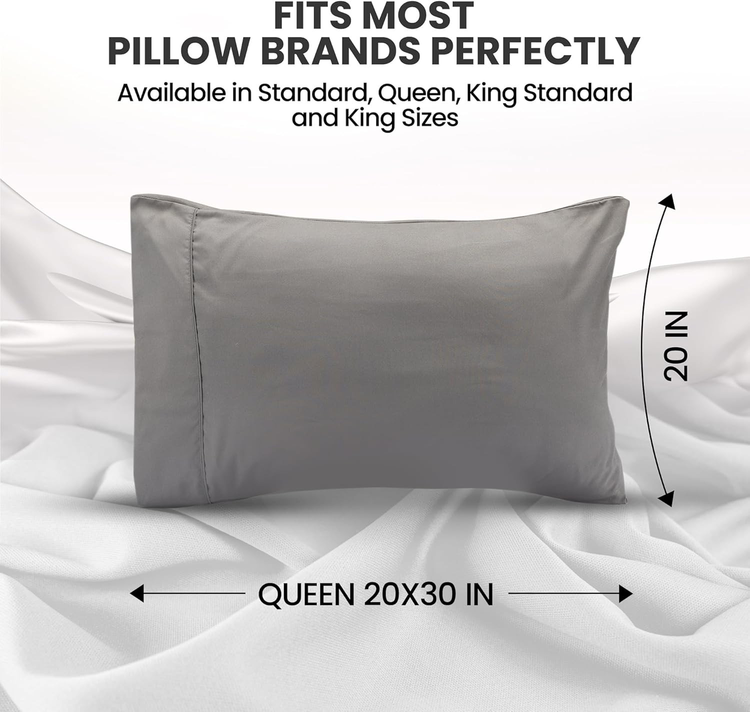 Pillow Covers by - Queen Size 2-Pack – Soft Brushed Microfiber – Perfect for Ho