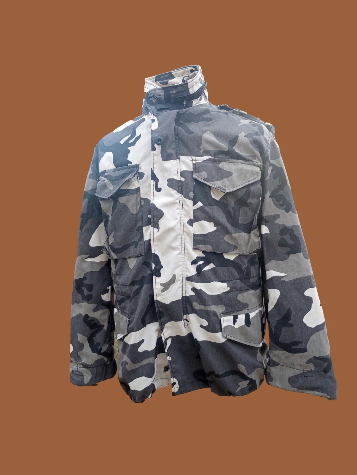 URBAN CITY CAMOUFLAGE M-65 FIELD JACKET USA MADE ALPHA MFG SMALL REGULAR