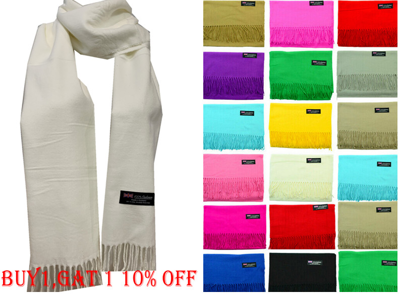 Mens Womens Winter Plain Solid Wool SCOTLAND Made 100% CASHMERE Scarf Scarves