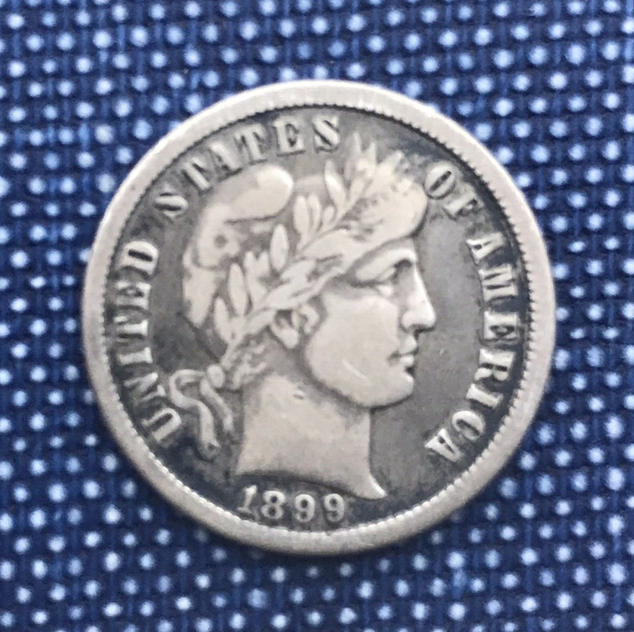 1899 o  Barber Dime - Better date /mm  "LIBERTY" Headband Coin: 10C 90% Silver