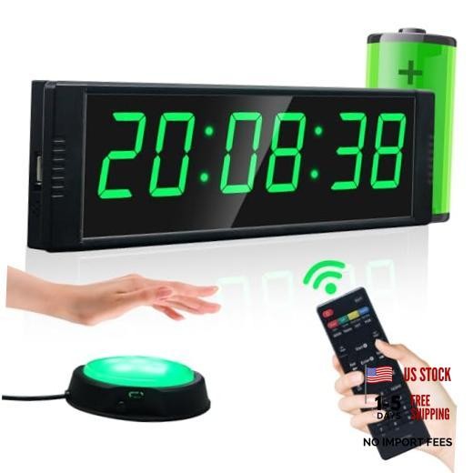 Gym Clock for Home Gym with Start/Stop Button, Interval Timer for Battery
