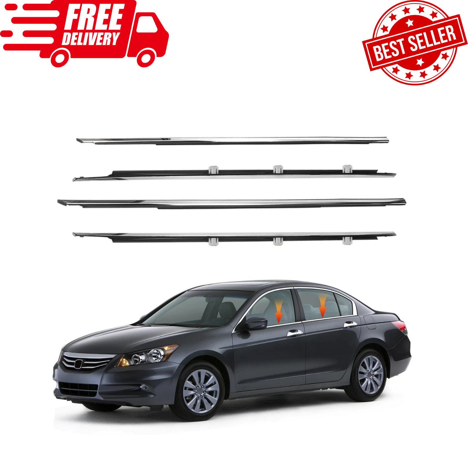 Auto Window Seal Weather Stripping for 2008-2012 Honda Accord 4-Door Sedan