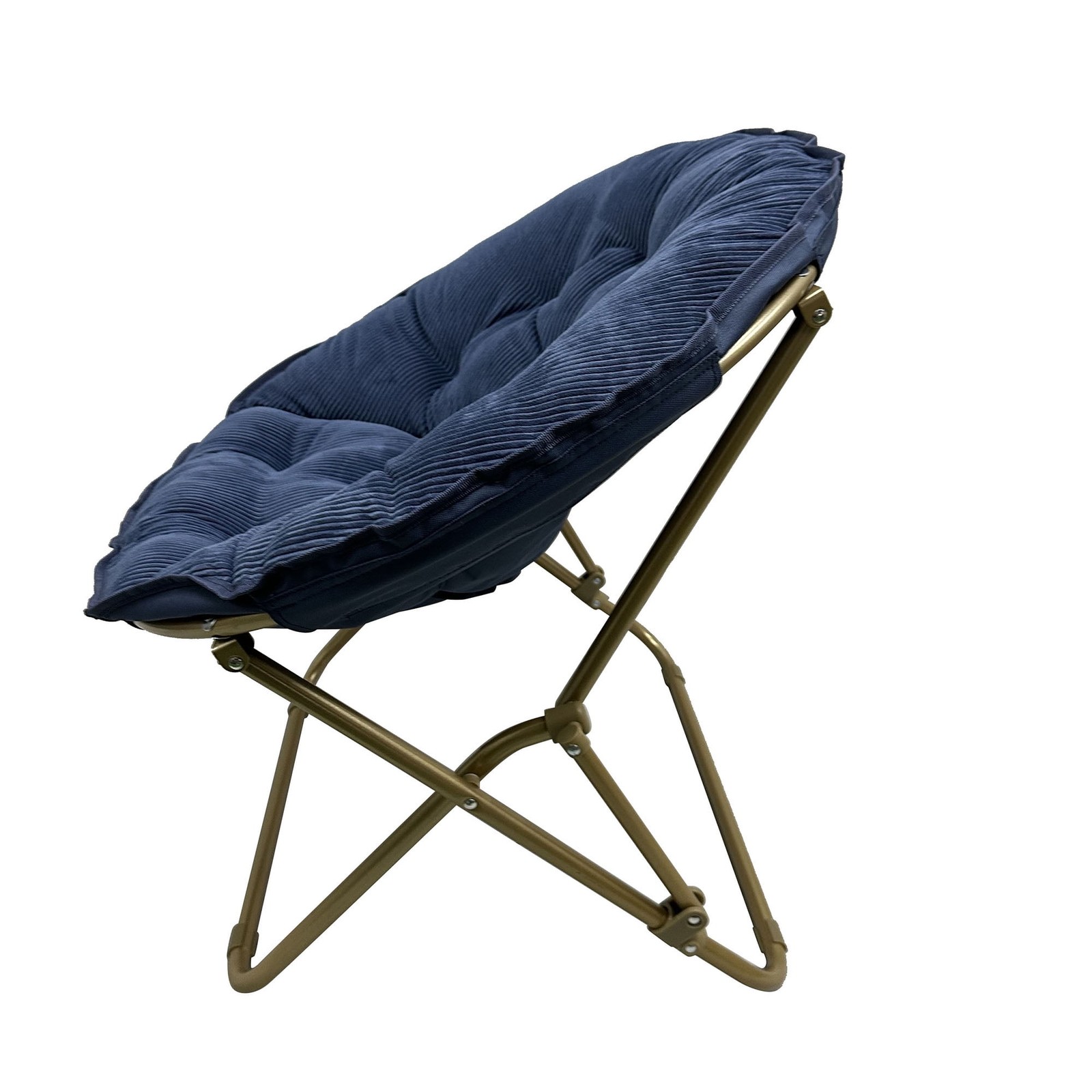 Corduroy Saucer Chair for Kids and Teens with Gold Legs, Washed Indigo