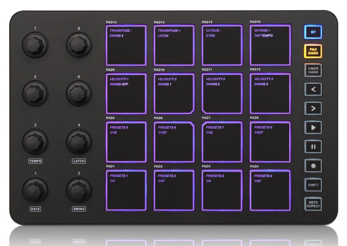 Wireless MIDI Controller Pads, Bluetooth - Black