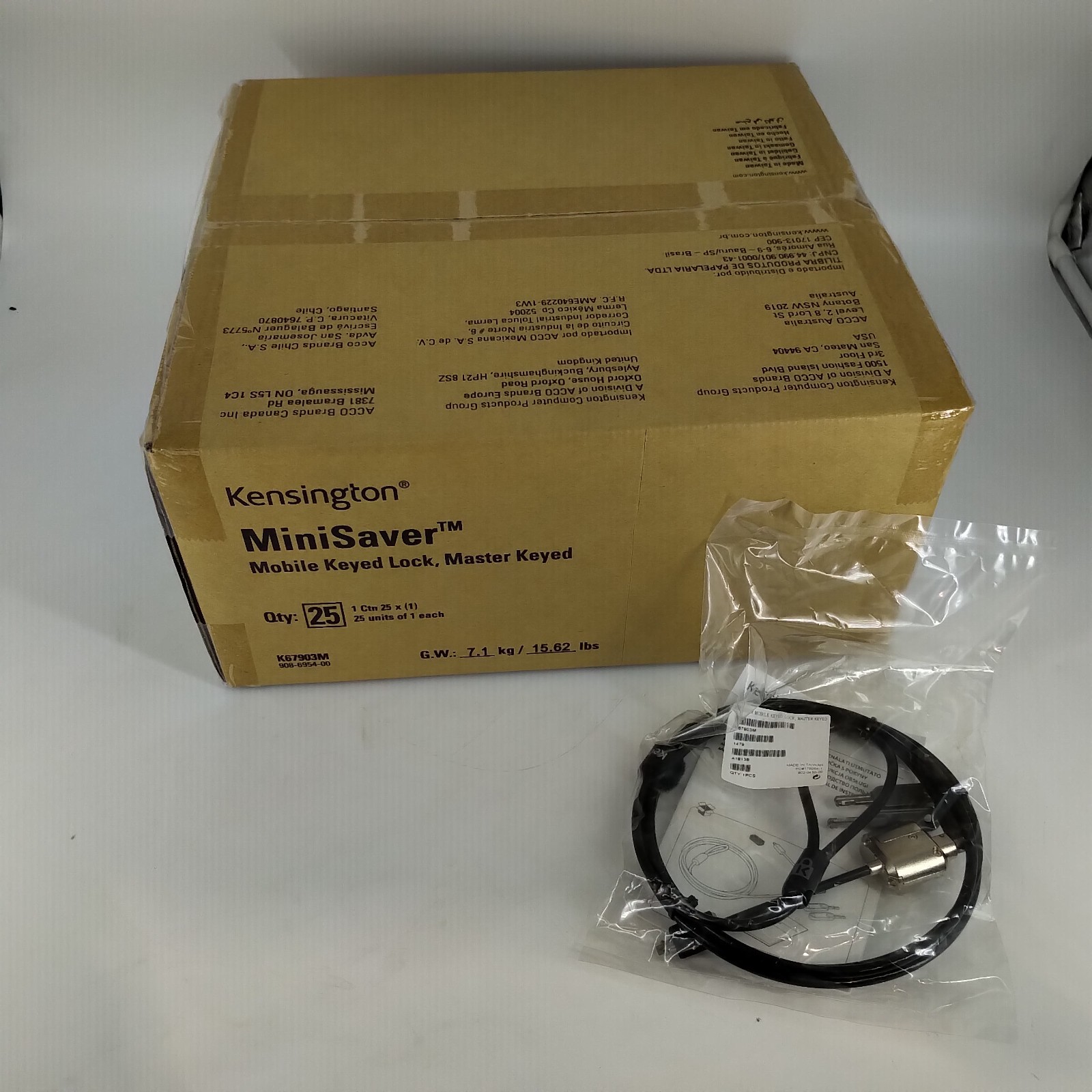 Lot of 25 Kensington MiniSaver Mobile Keyed Lock Master Security Cable K67903