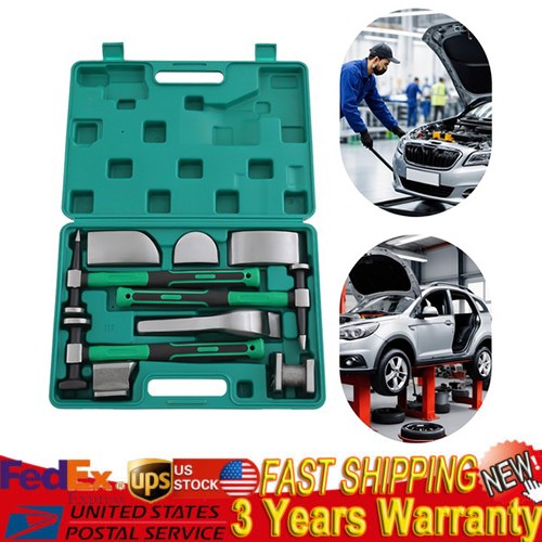 9pcs Set Hand Car Auto Body Work Hammer Fender Tool Dent Crowbar Repair Kit NEW