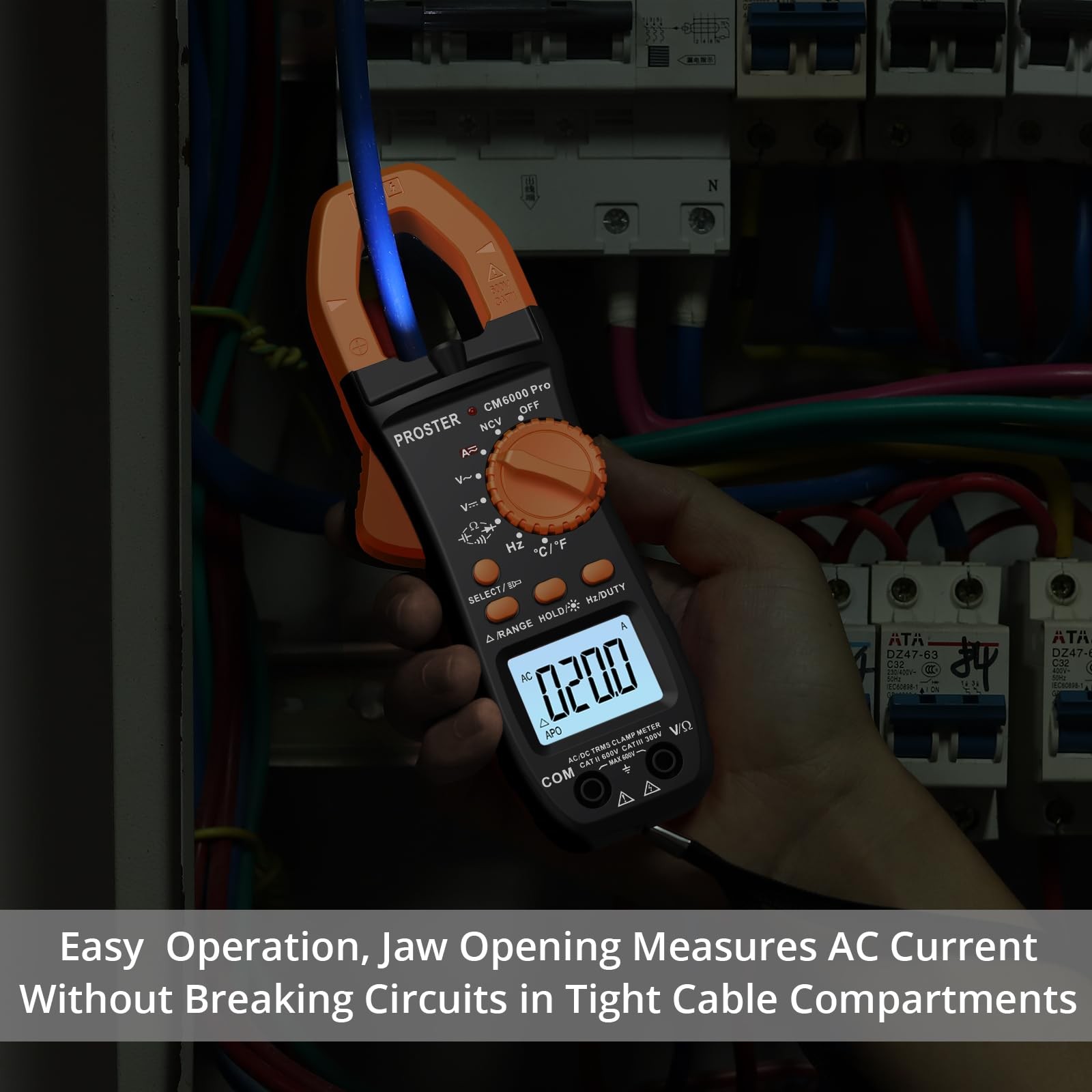 Proster Digital Clamp Meter 6000 Count - 800A DC AC Current Ammeters AC/DC Vo...
