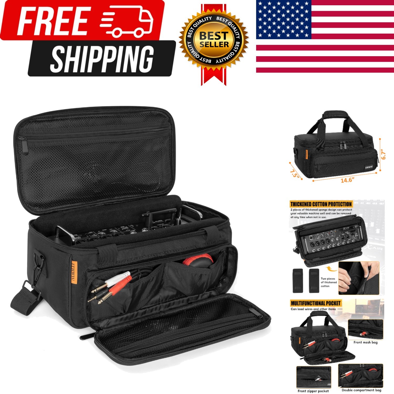 Padded Mixer Carry Bag Fits Behringer X-AIR Series Mixers（ XR12，XR16，XR18）, L...