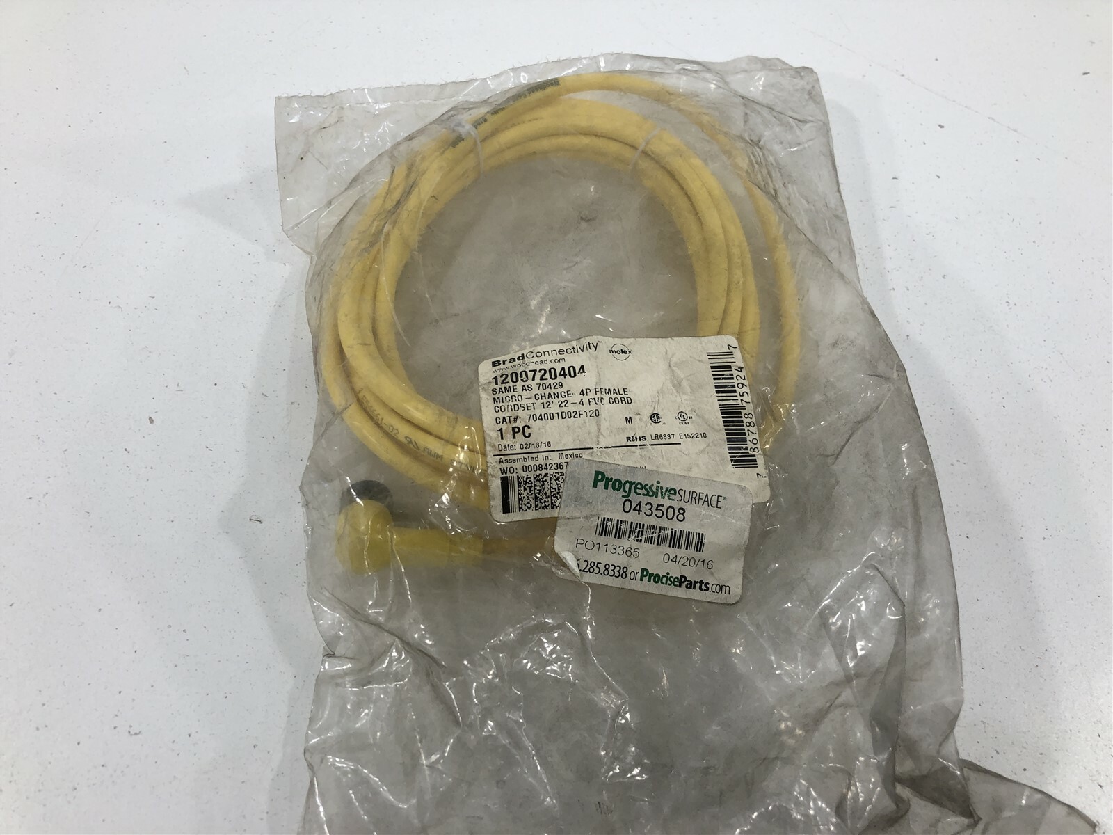 Brad Harrison 1200720404 Micro-Change 4P Female ST/ST 12' 22-4 PVC Cord