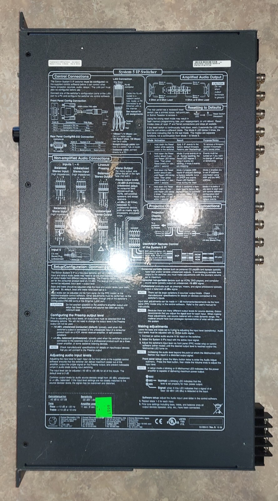 EXTRON System 5 IP 5-Input AV Switcher w/ Power Supply - Verified Working