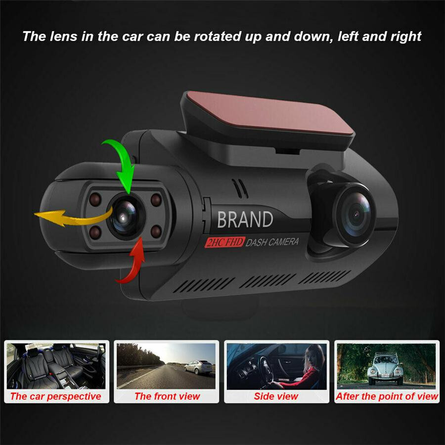 Touch Screen Dash Cam 3" 1080P Dual Lens Car DVR Recorder Camera Looprecording