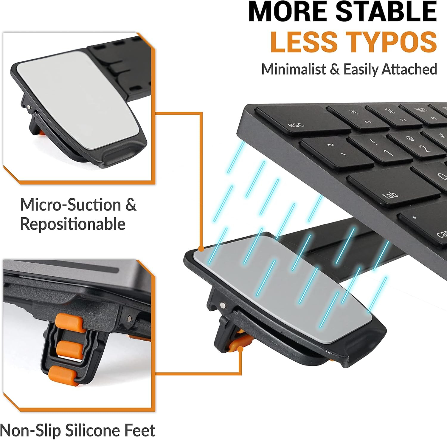ESC Flip Pro Adjustable Keyboard Stand, Extendable Ergonomic Riser with 4 Fee...