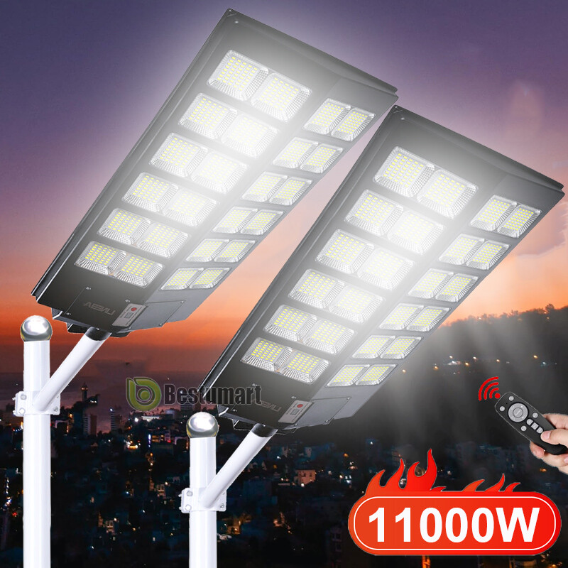 2025 11000W Commercial Bright Solar Street Light Dusk to Dawn Parking Lot Lamp