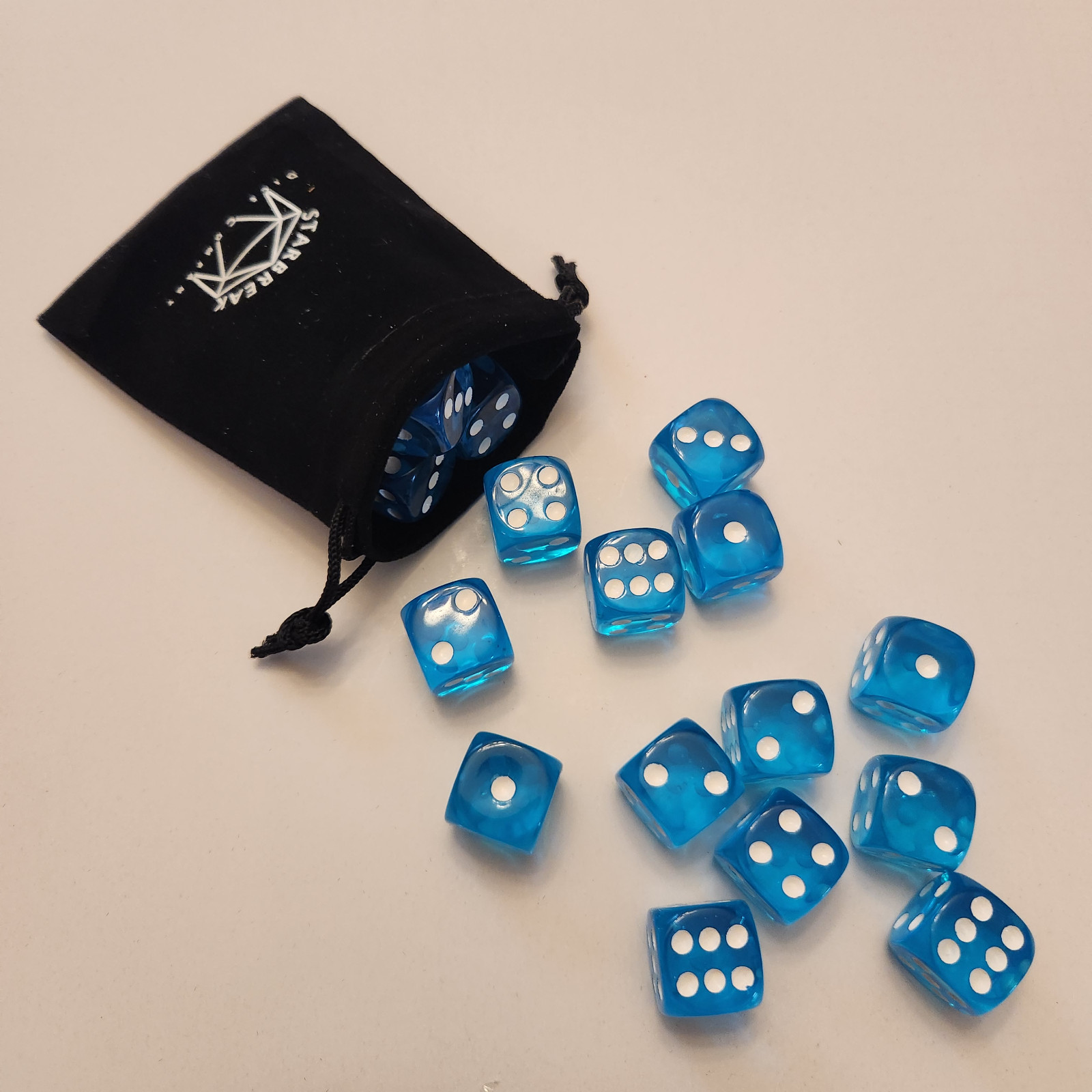 16 Pieces D6 Gaming Dice 16mm With Storage Pouch For Tabletop/Board Games
