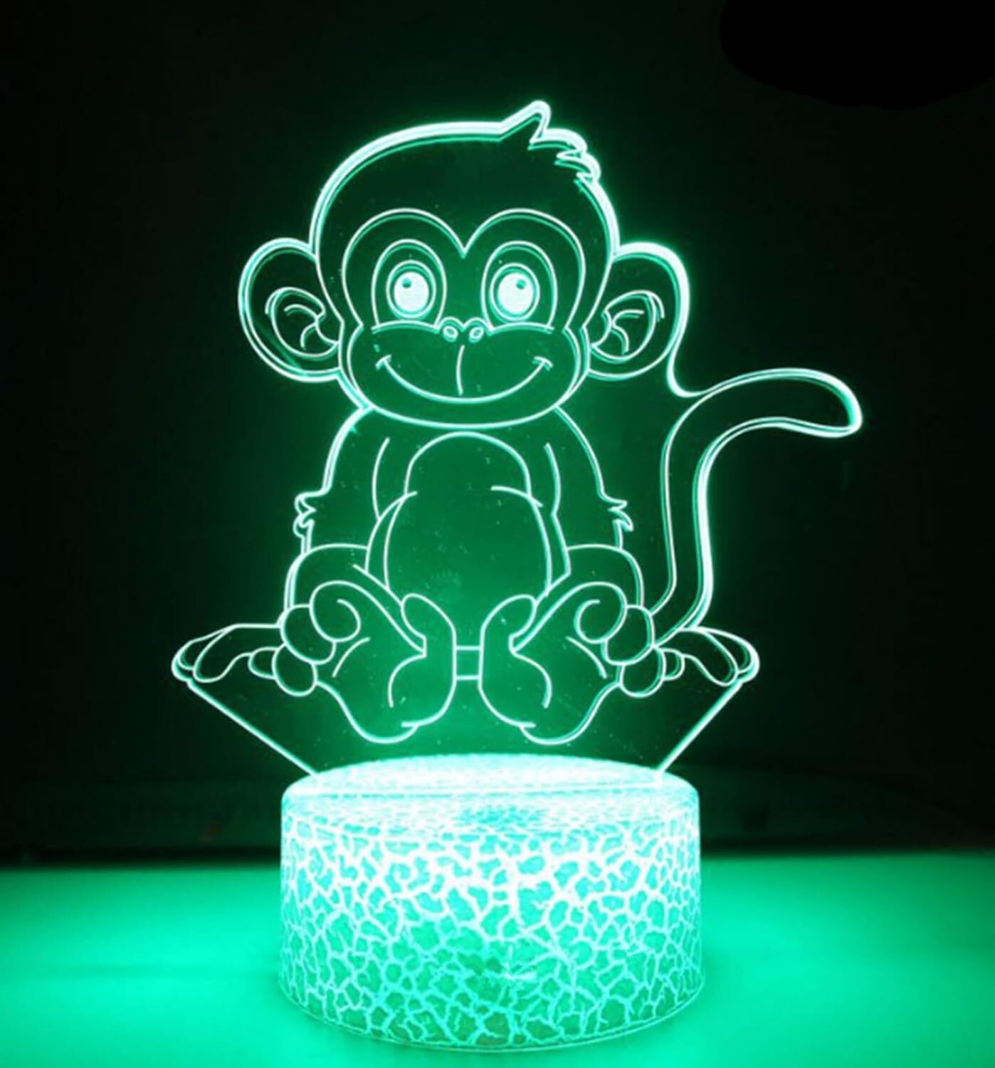 3D Monkey Night Light Lamp Illusion 7 Color Changing Touch Table Desk Decoration