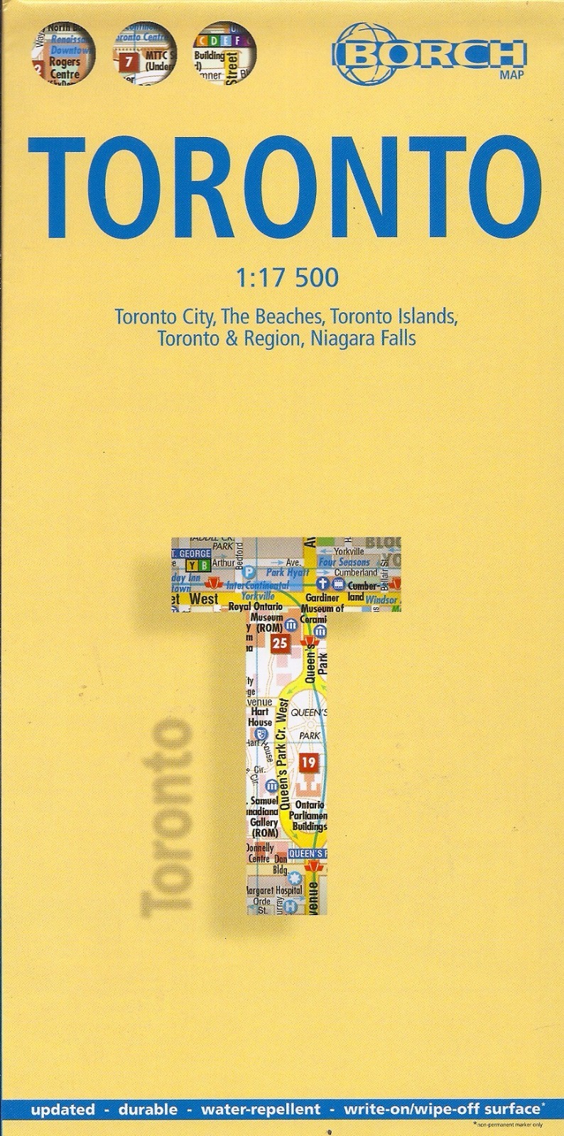 Map of Toronto, Canada, Laminated & Folded by Borch Maps