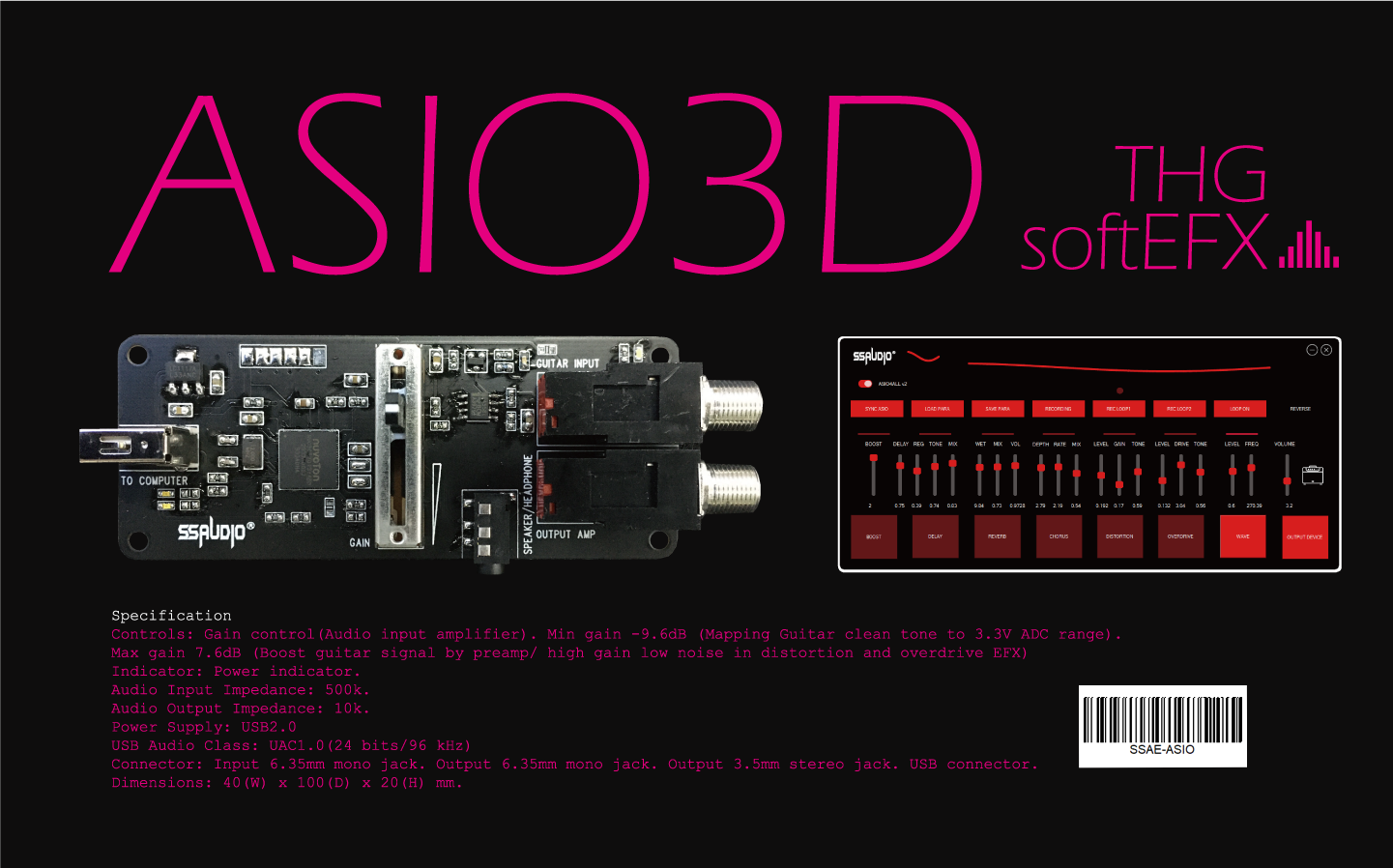 ASIO USB Audio Interface with Guitar Multi Effects Software Bundle