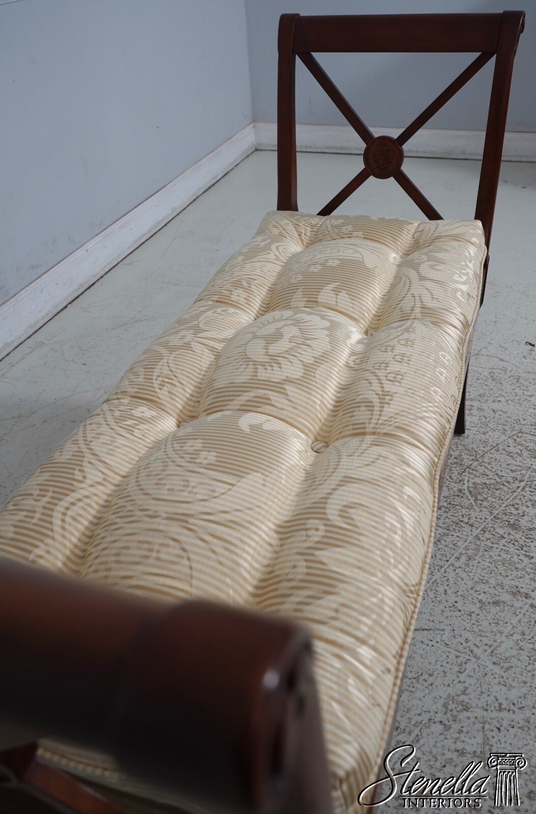 67126: Regency Style Tufted Upholstered Seat Window Bench
