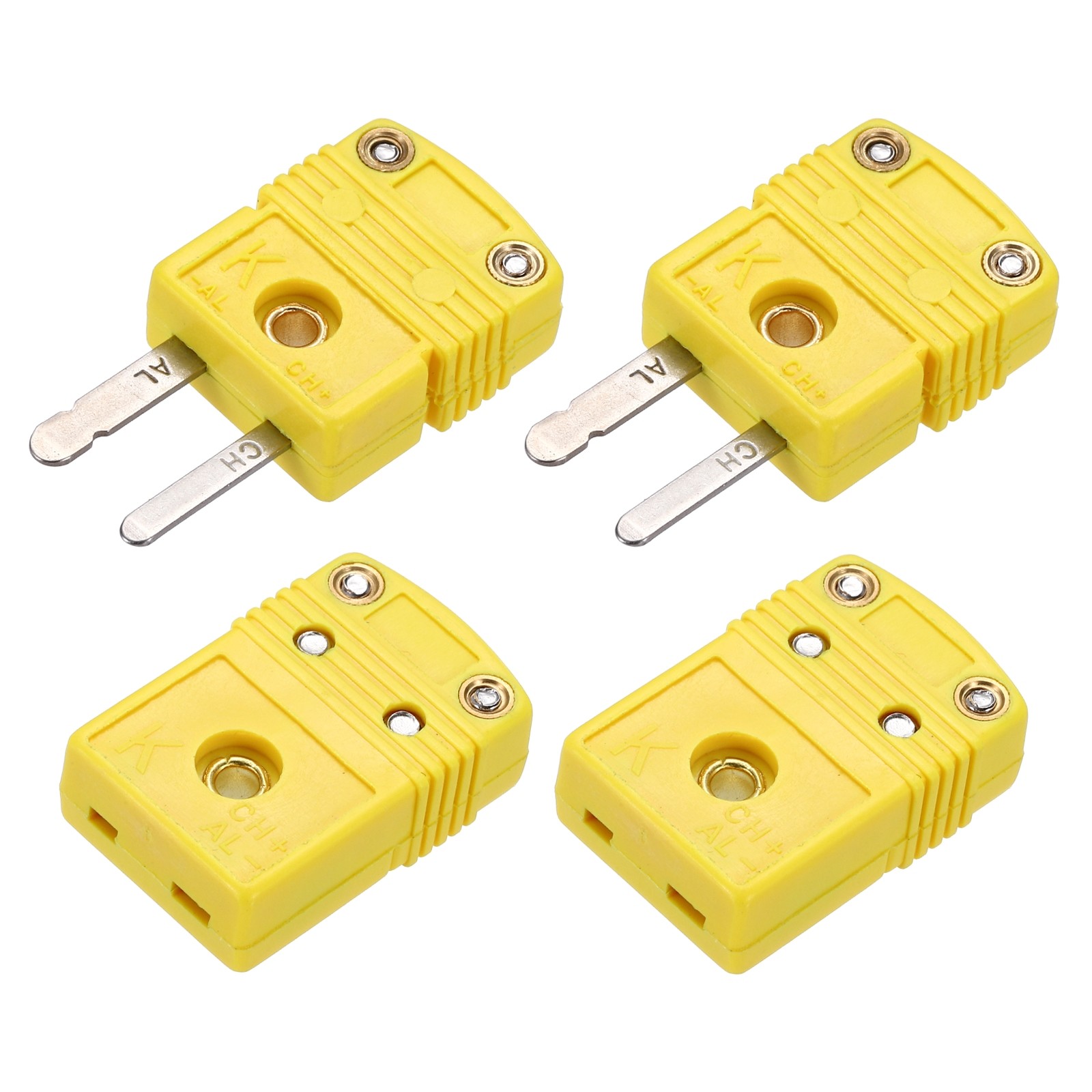 2 Sets K Type Thermocouple Wire Connectors Male Female Plug 220°C 428°F Yellow