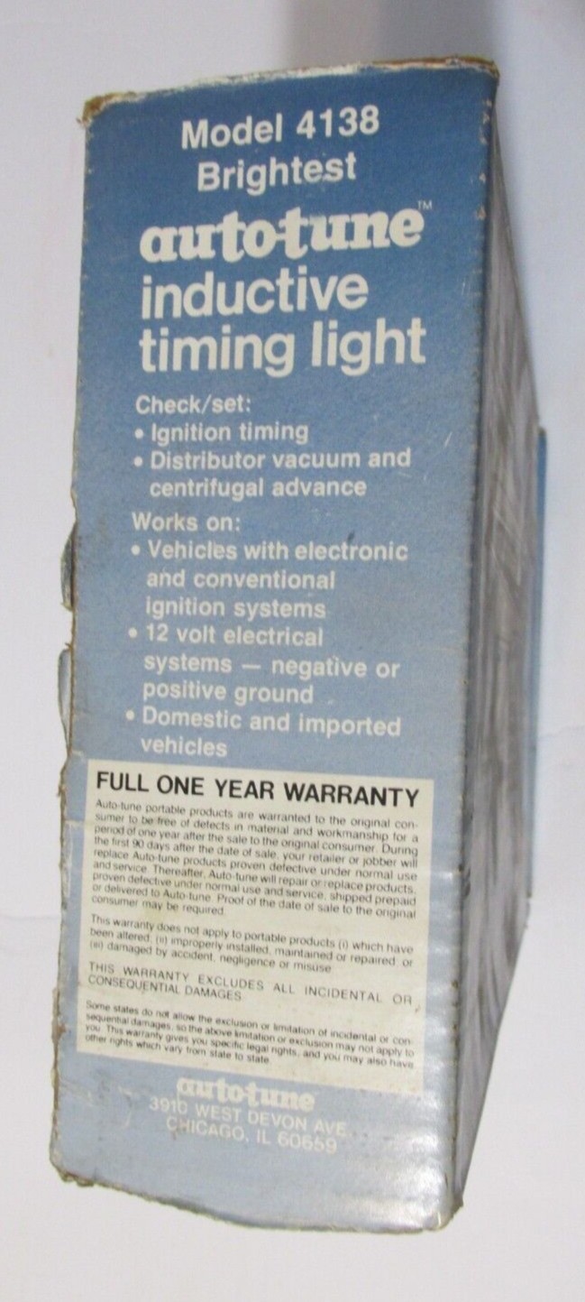 Engine Timing Light, Vintage Auto-Tune Inductive Timing Light Model No. 4138 USA