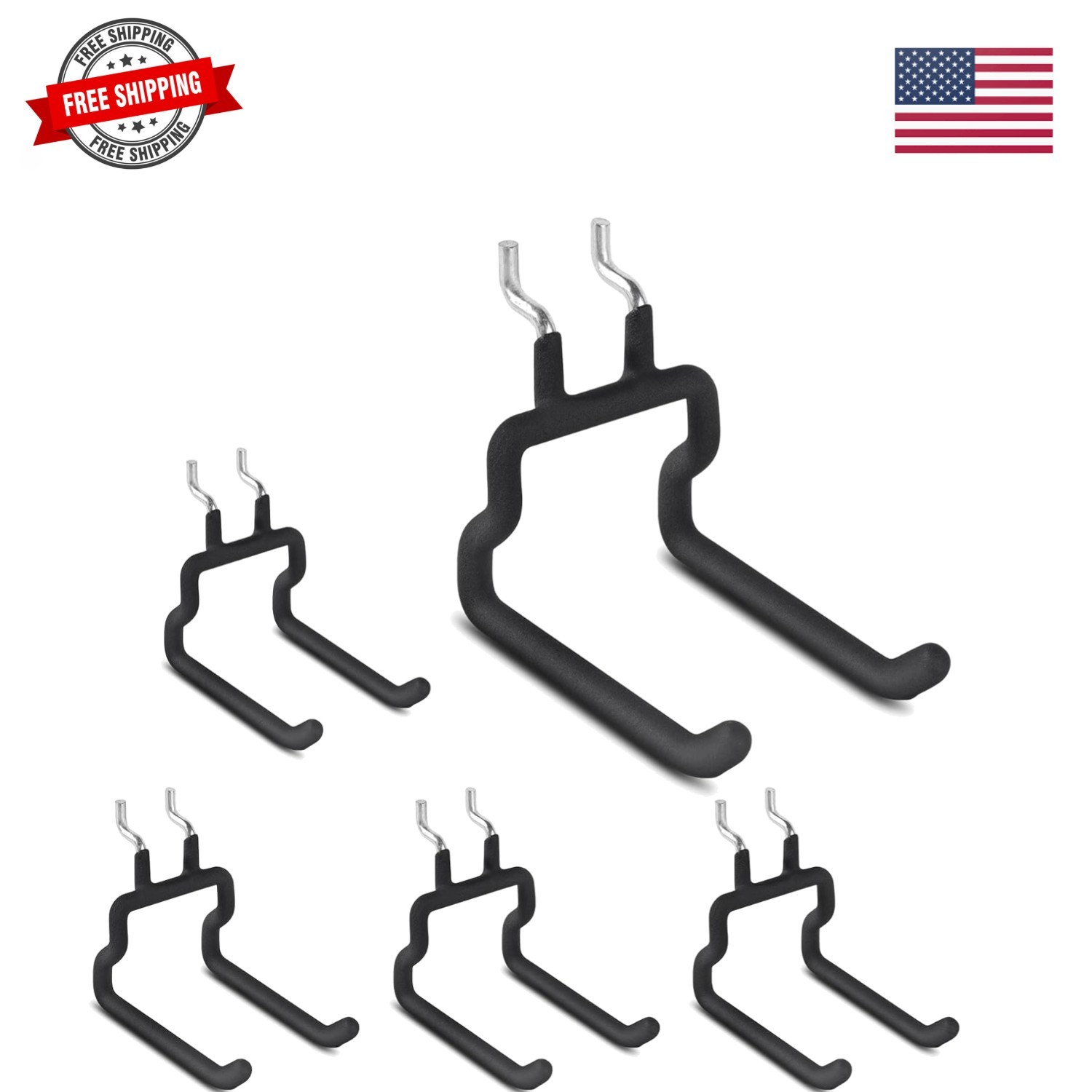 Utility Heavy Duty Pegboard Hooks - 5Pack Peg Board Accessories for Hanging T...