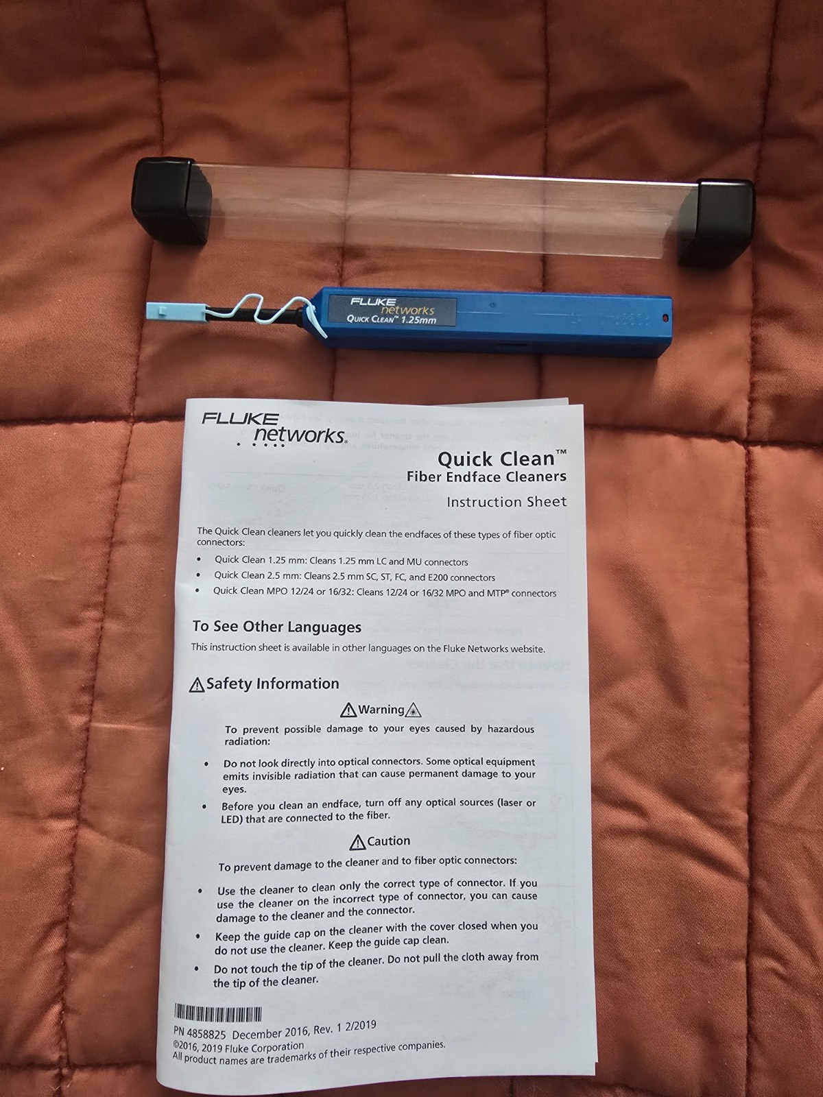 Fluke Networks Quick Clean Fiber Optic Connector Cleaner 1.25mm LC 1 Click