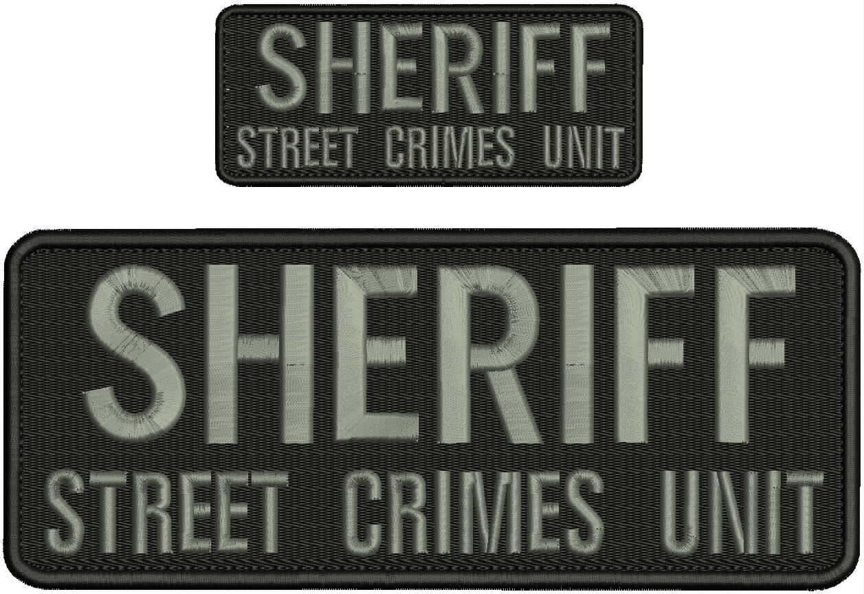 Sheriff Street Crimes Unit embroidery patches 4x10 and 2x5 hook grey