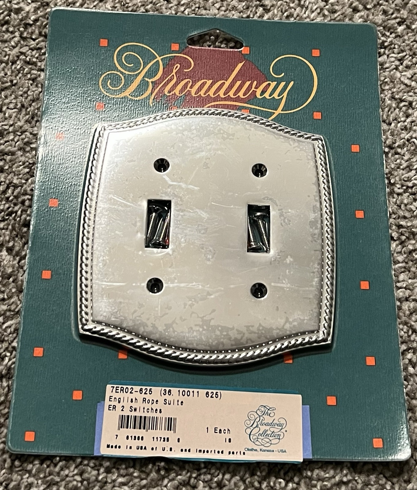 BROADWAY Collection 36.10011.625 English Rope Suite Switch Outlet Cover Chrome