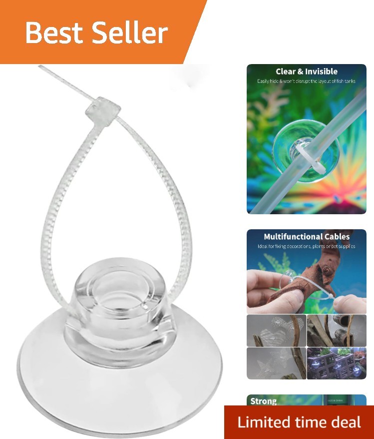 20 Pack Aquarium Suction Cups and 40 Pieces Adjustable Zip Ties Cables Set Fi...