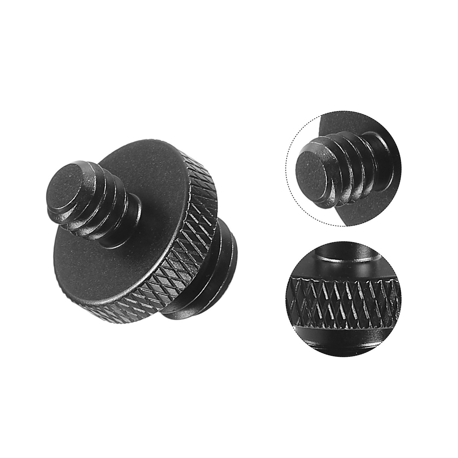 2Pack Mic Stand Adapter M10 Male to x 1/4 Male Tripod Screw Double Sides Black