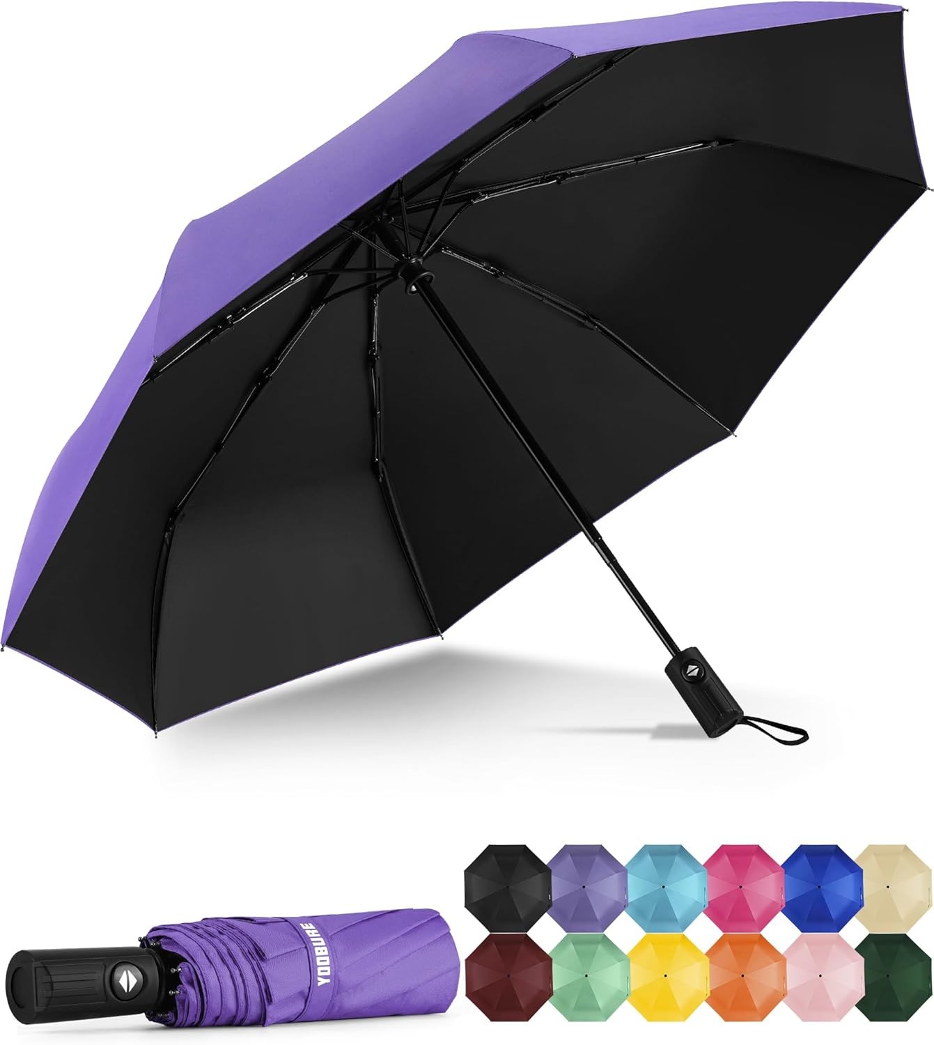 Yoobure Windproof Travel Umbrella - Automatic Umbrellas for Rain, Compact Foldin