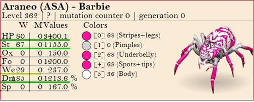 Ark ASA Xbox/PC/PS5 PVE Top Stat Araneo Barbie EGG Breed Pair