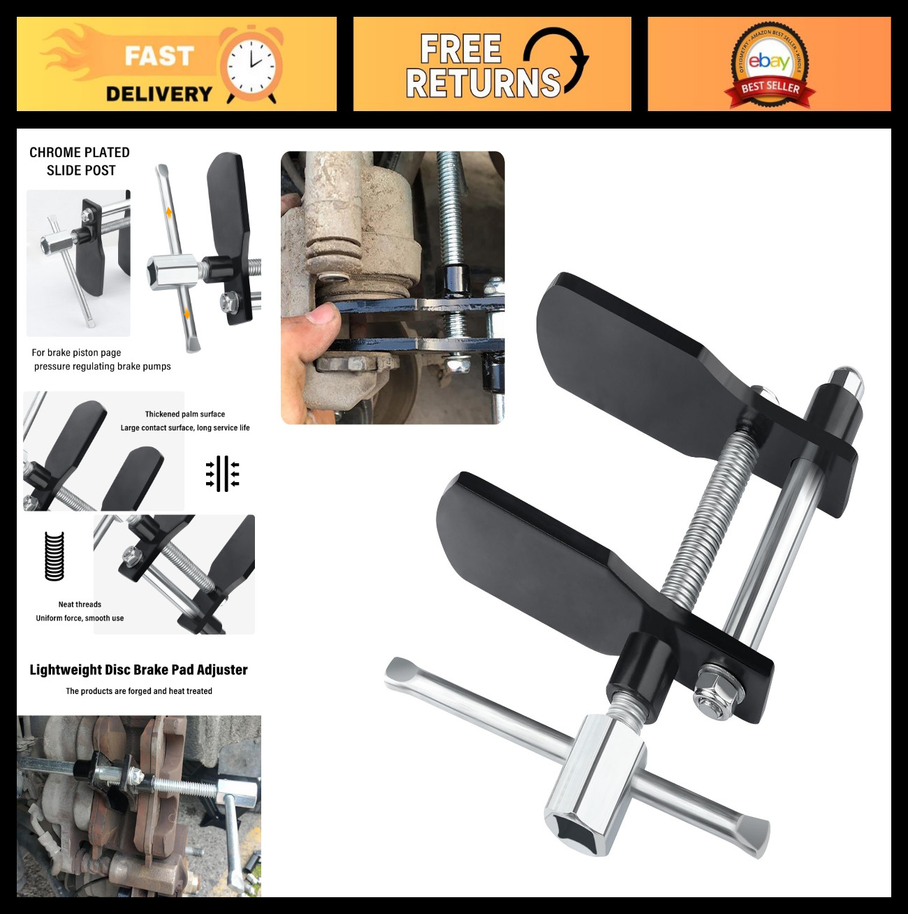 Heavy Duty Brake Caliper Compression Tool - Universal Disc Brake Pad Spreader fo