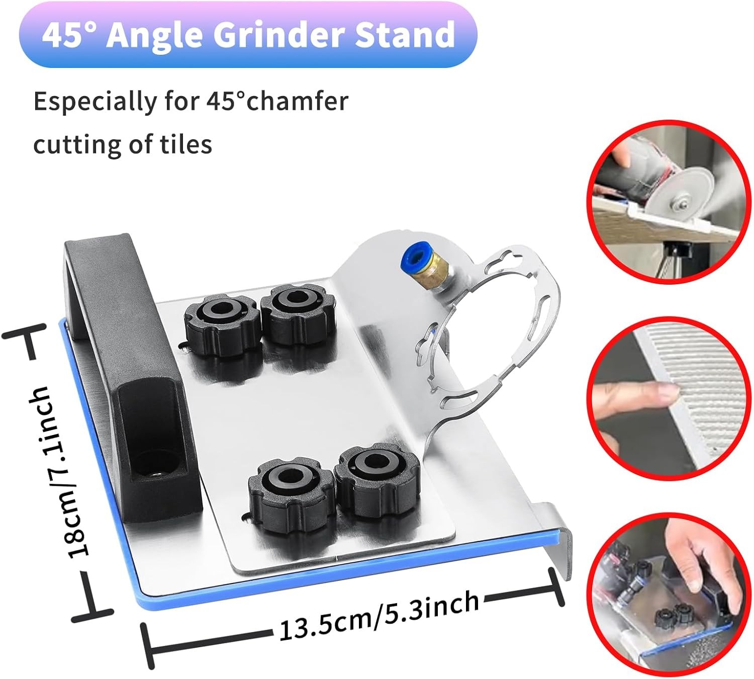 45 Degree Tile Chamfering Tool for 100-Type Angle Grinders, Universal Stand New
