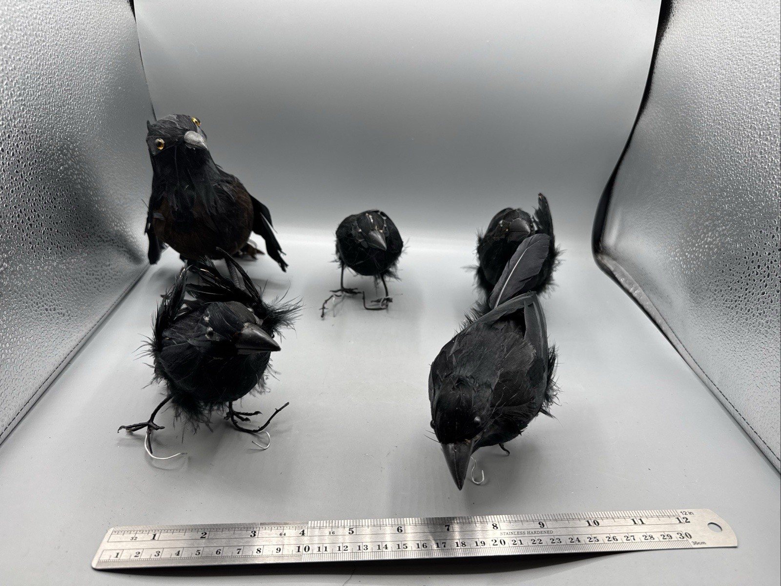 5 PCS Black Feathered Crows Halloween Ravens