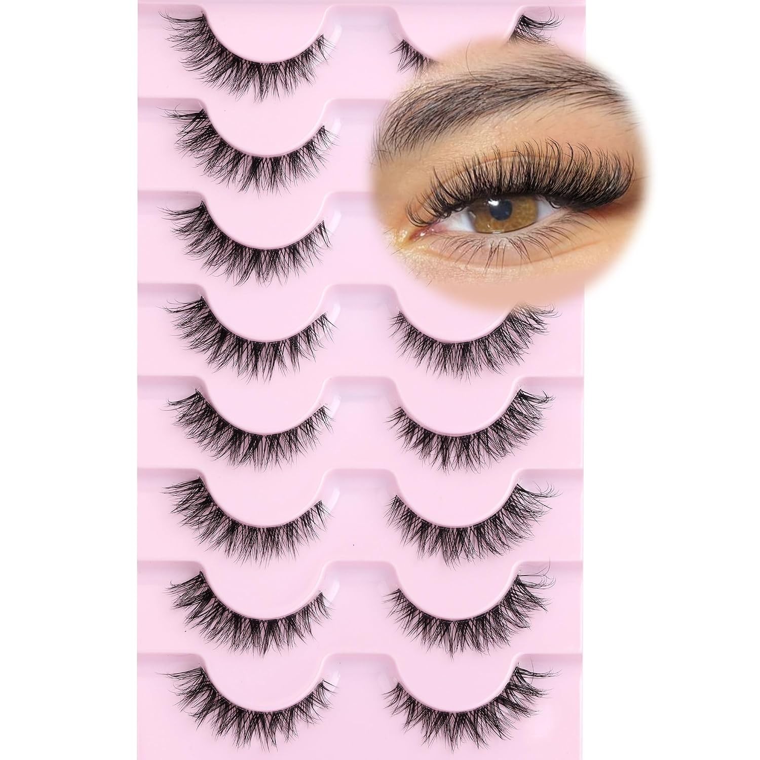 Cat Eye Lashes 13MM Short, Natural Look, Fluffy Faux Mink, 8 Pairs