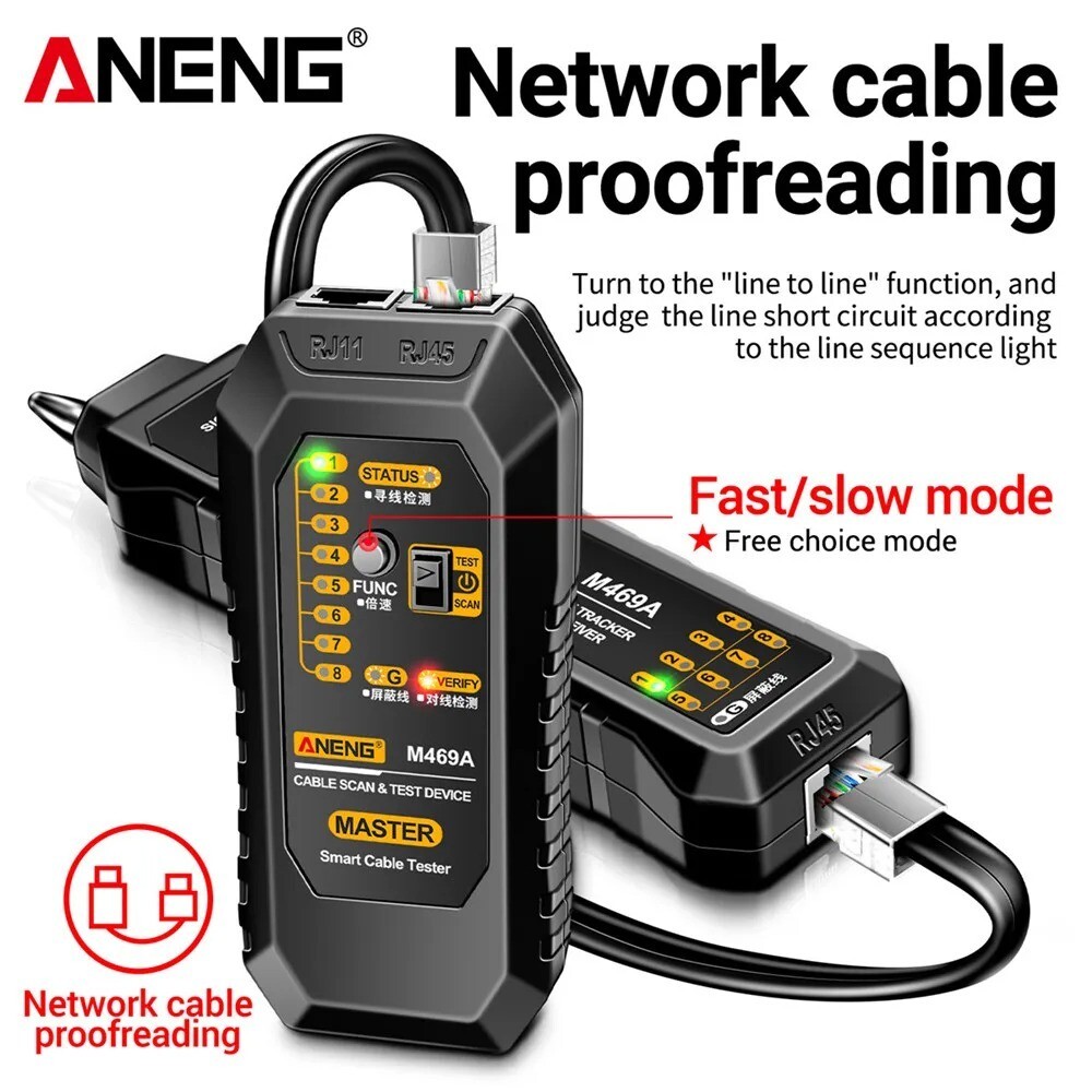 M469A Network Cable Tracker RJ45 RJ11 Networking Analyzer Multi LAN Cable Tester
