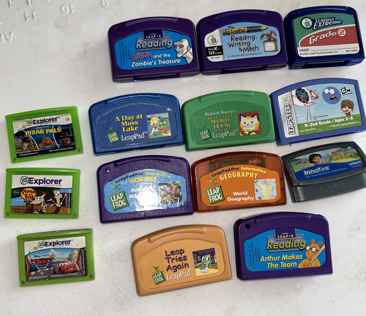 14Leap Frog LeapPad Explorer Learning Game Lot- Dora Arthur Cars Cartoon Network