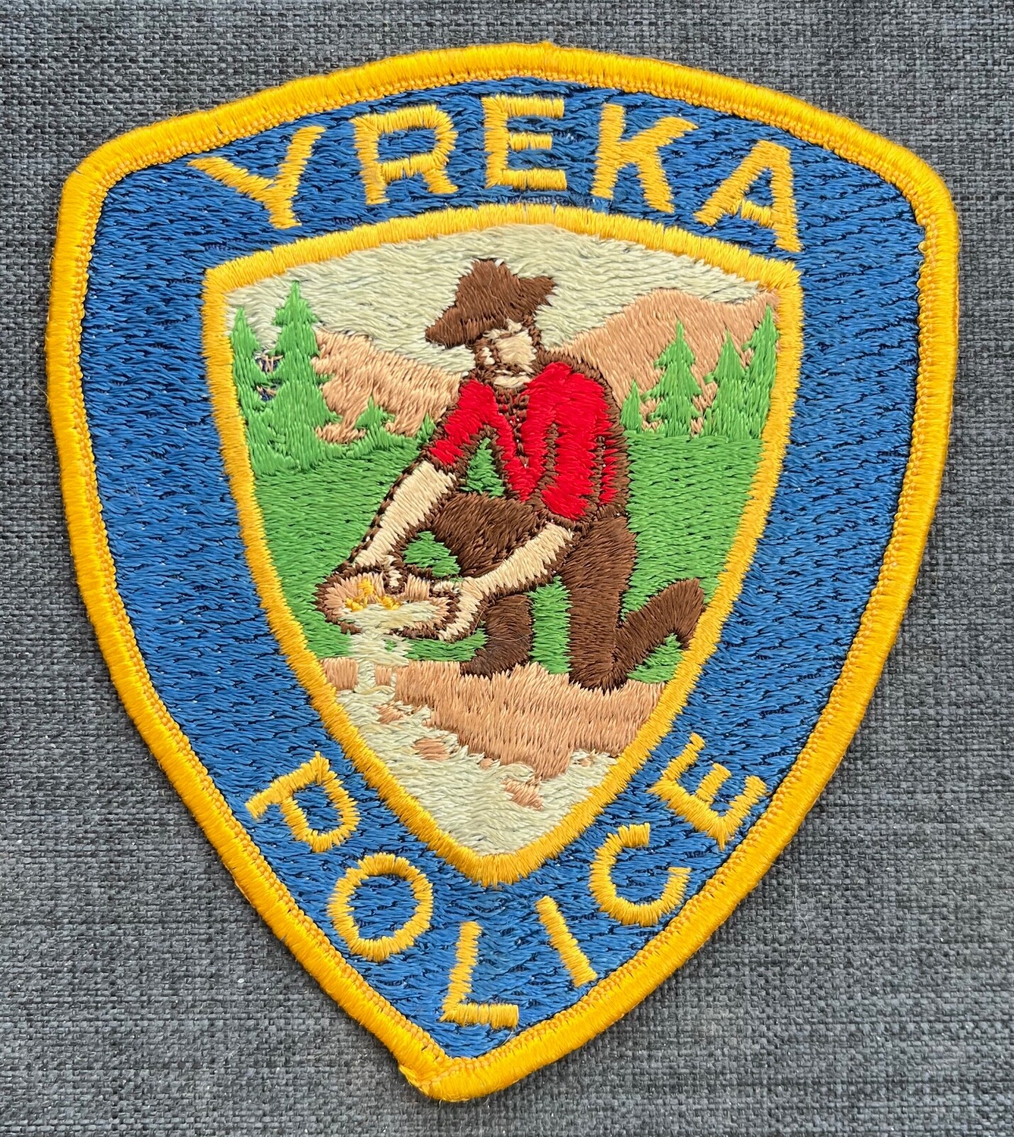 Yreka California CA Police Shoulder Patch Old Cloth Back Unsewn Miner Vintage
