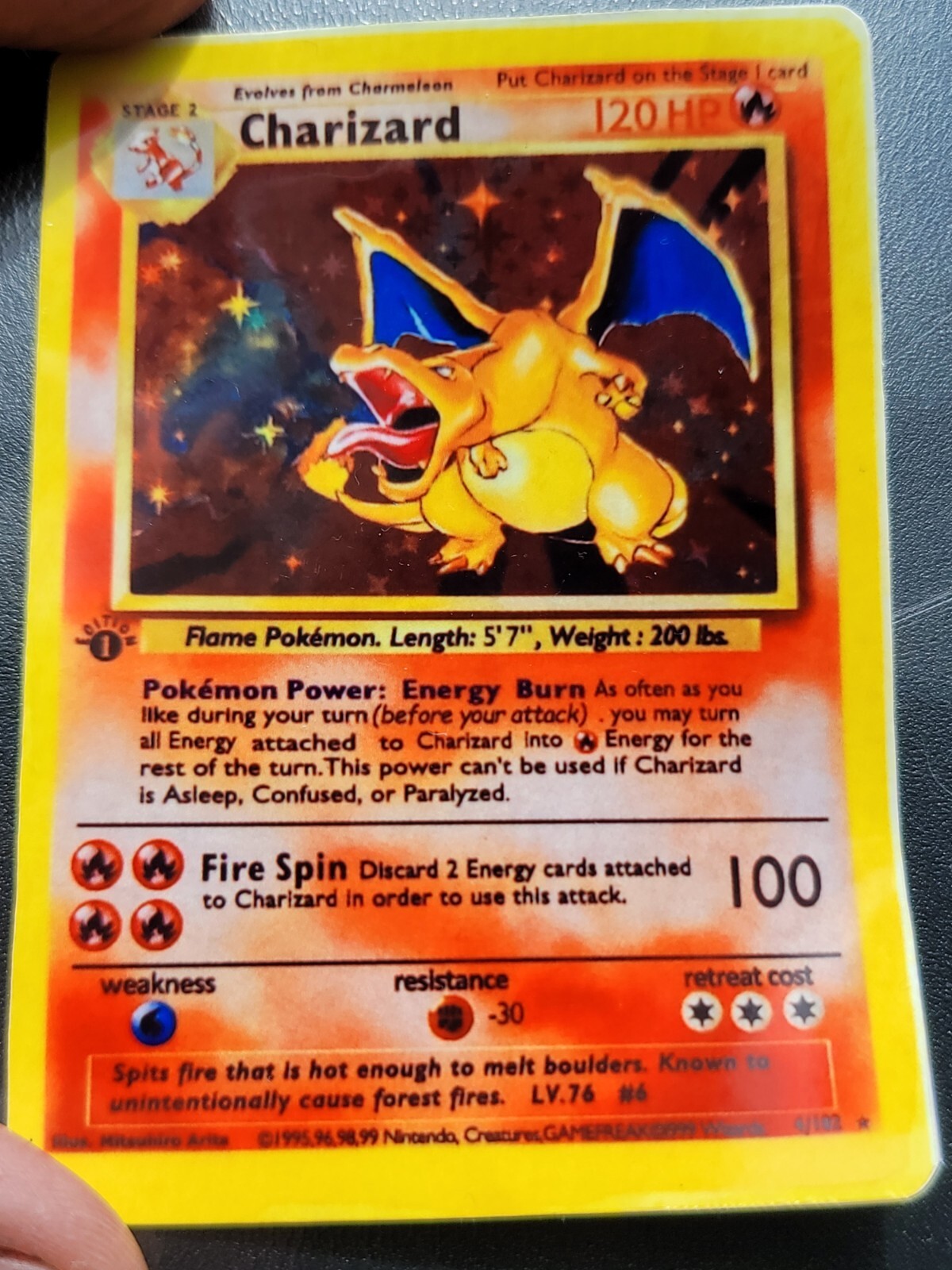 Charizard 1st Edition Holo Sublimated Clear Sticker