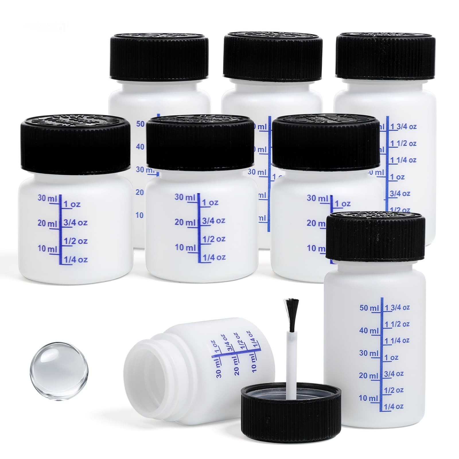 6 Pack 1&2 Oz Touch Up Paint Container with Brush and Lid, Empty Paint Touch ...