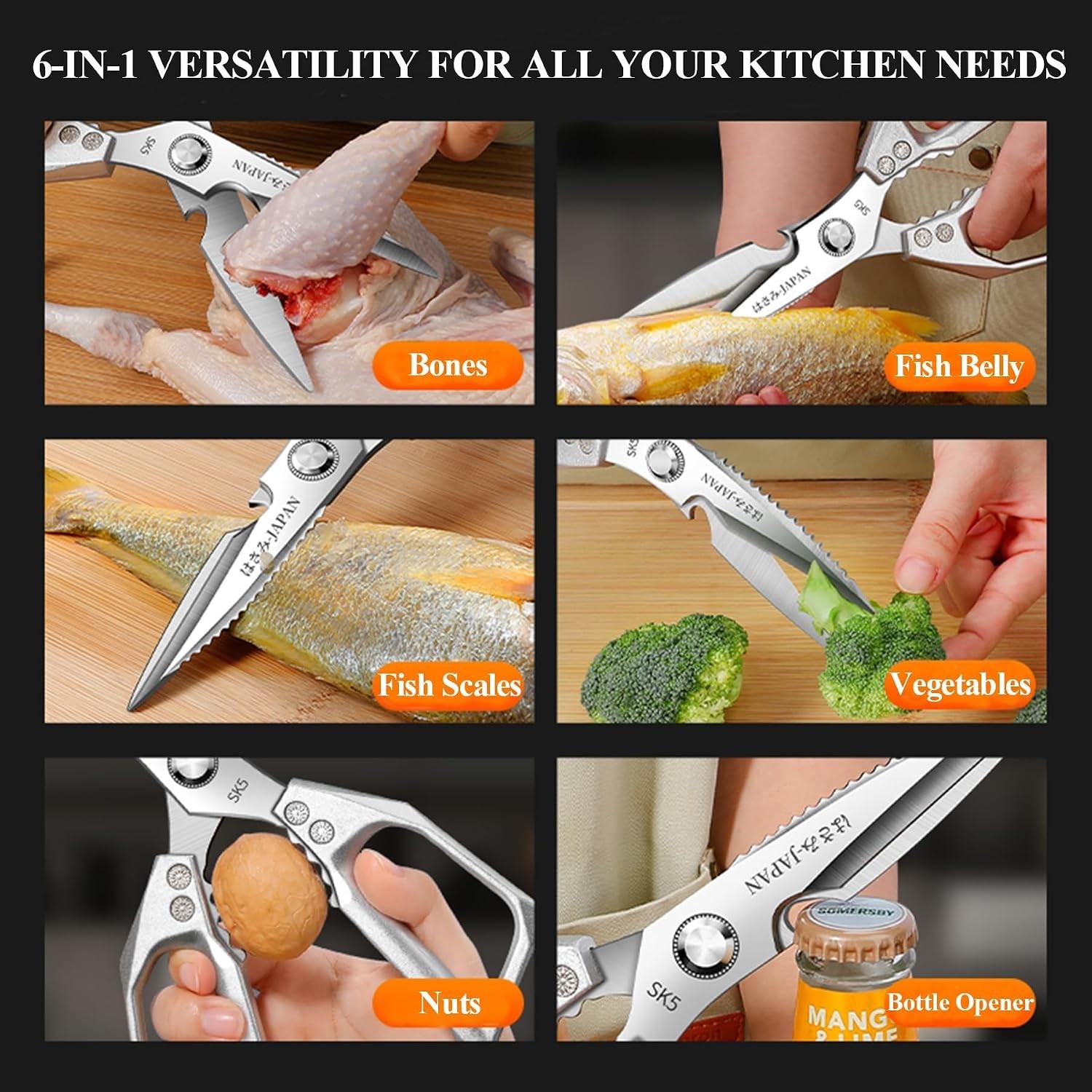 Heavy Duty Kitchen Shears for Bone Cutting, 2 Pack Ultra Sharp Poultry Scissors,