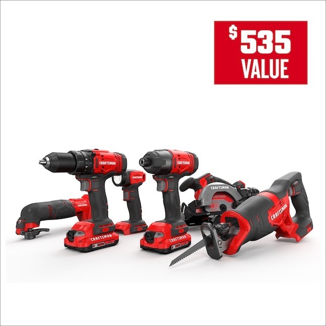 CRAFTSMAN V20 20-volt Max 6-Tool Power Tool Combo Kit with Soft Case (2-Batterie