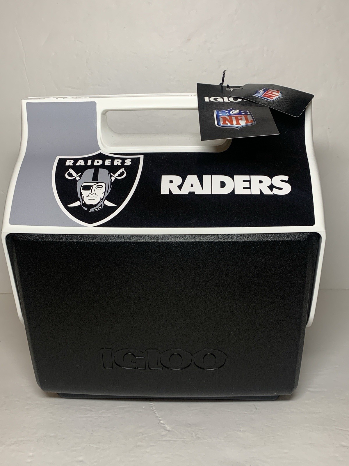 NFL Raiders Cooler Igloo 9 Cans Playmate Black Silver New