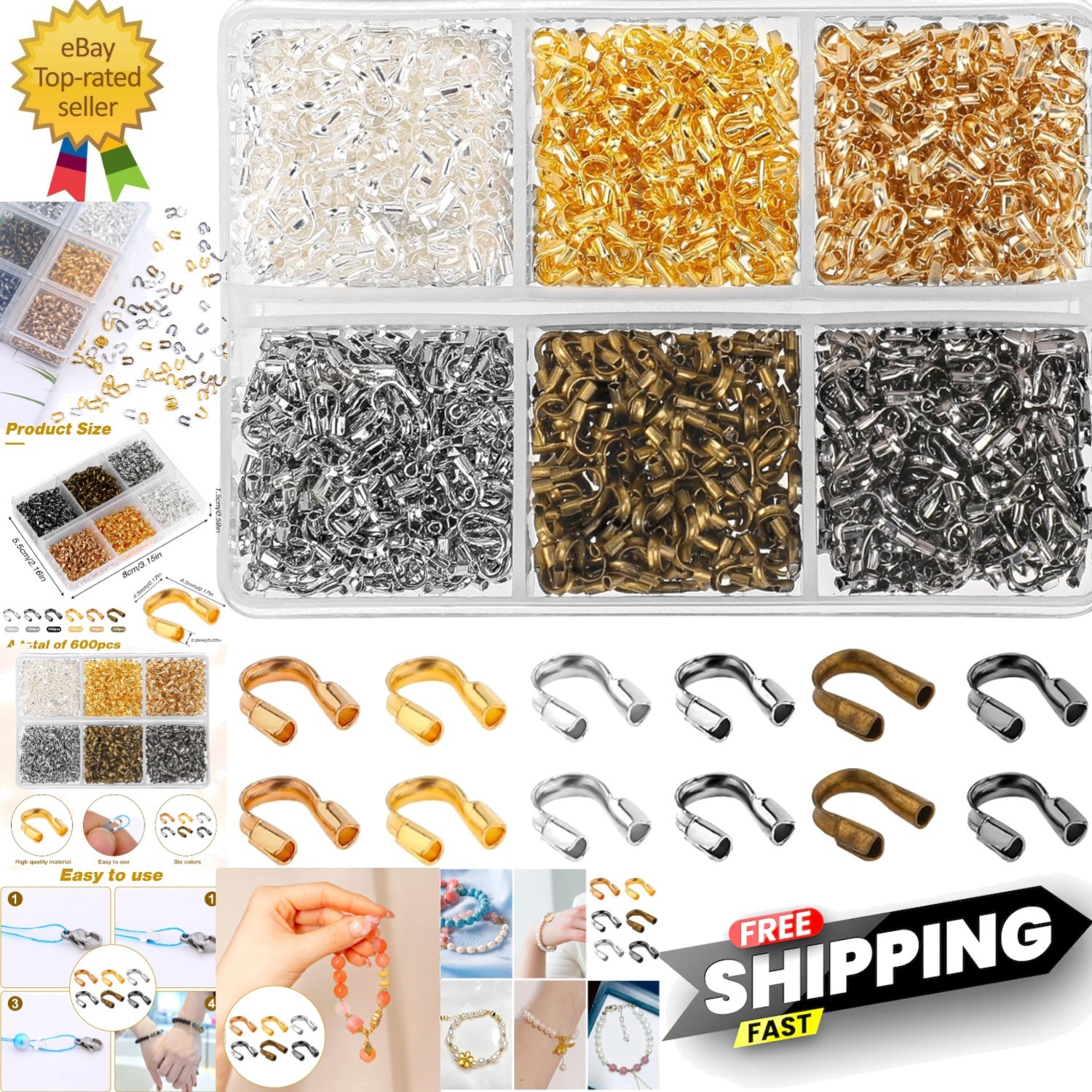 600 Pcs Brass Wire Guardian U-Shape Cable Protector Brass Wire Protector for ...