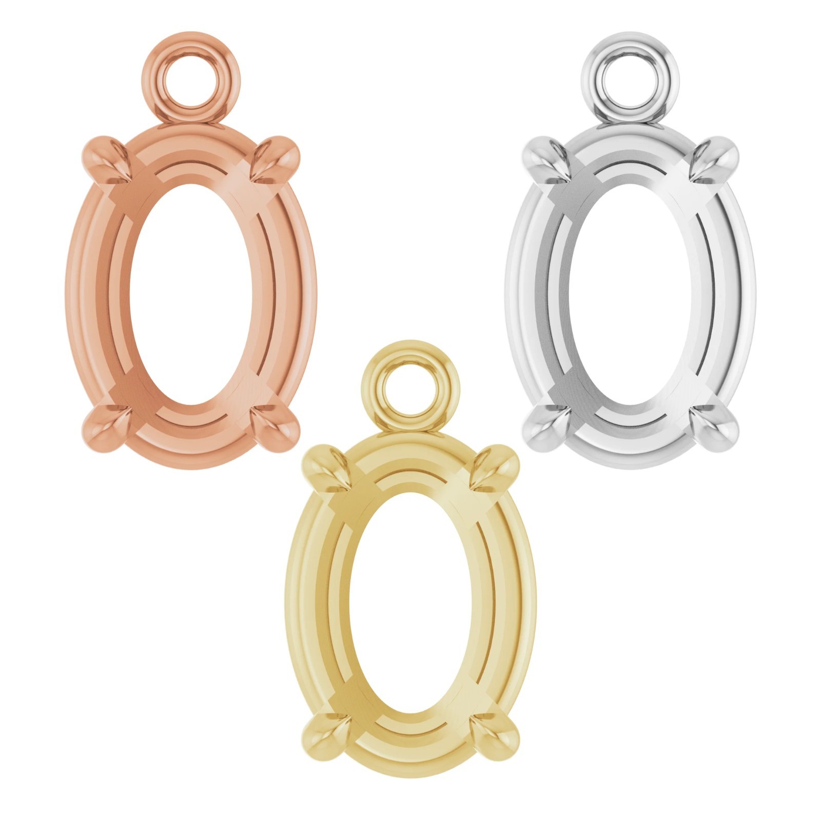 10K 14K 18K Gold, Platinum & Silver 7x5 mm Oval 4-Prong Claw Dangle